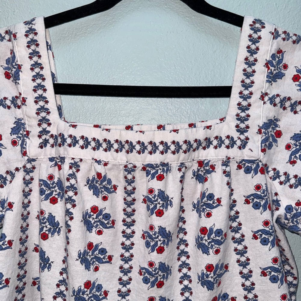 LOFT Blue and Red Floral Midi Dress - Size M - Picture 3 of 6